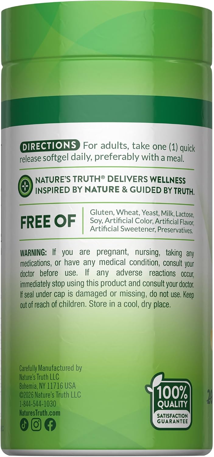 Nature's Truth D3 1000 IU | 250 Softgels | Essential Vitamin D | Non-GMO & Gluten-Free Supplement - görsel 7