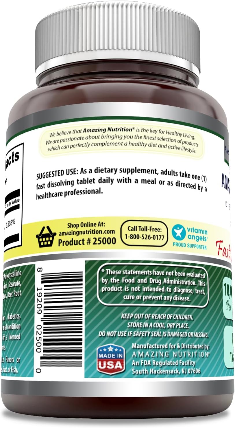 Amazing Formulae Biotin 10,000 mcg Fast Dissolve Tablets, Strawberry, 60 Count - görsel 3