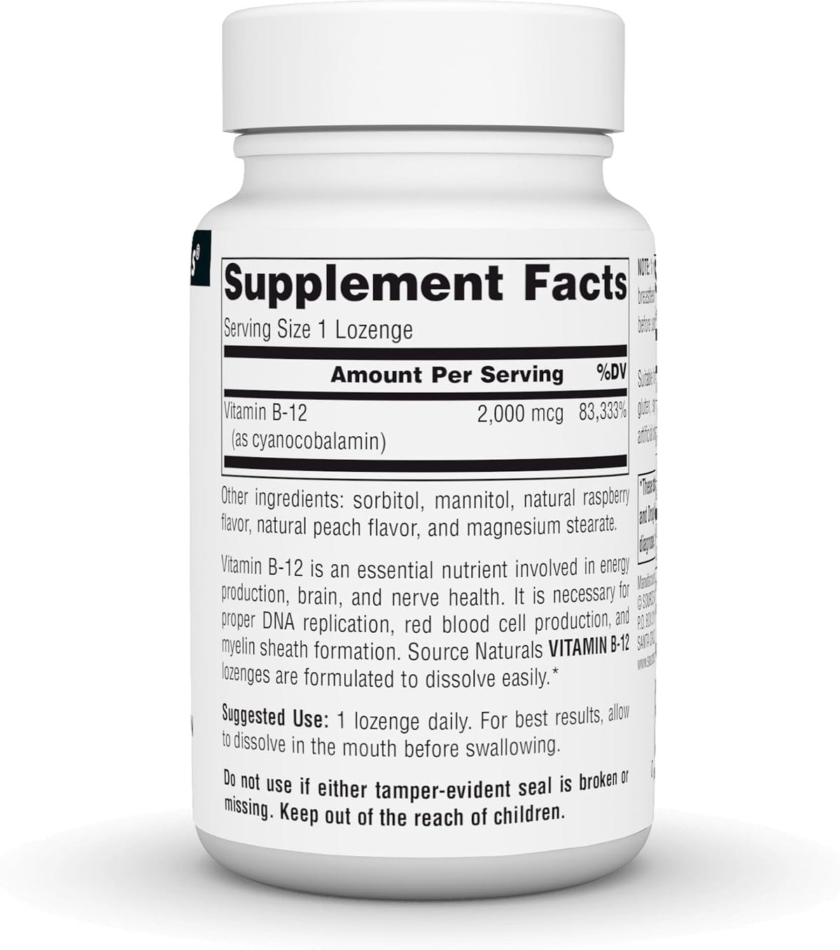 Source Naturals Vitamin B-12 2000 mcg Lozenges – 100 Lozenges - görsel 2