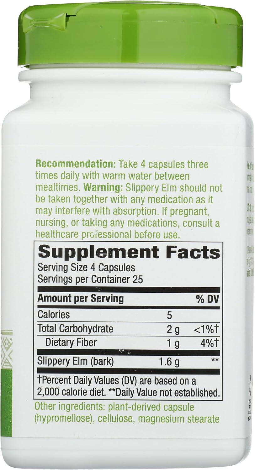 Nature's Way Slippery Elm Bark, 400 mg, 100 Capsules - görsel 5