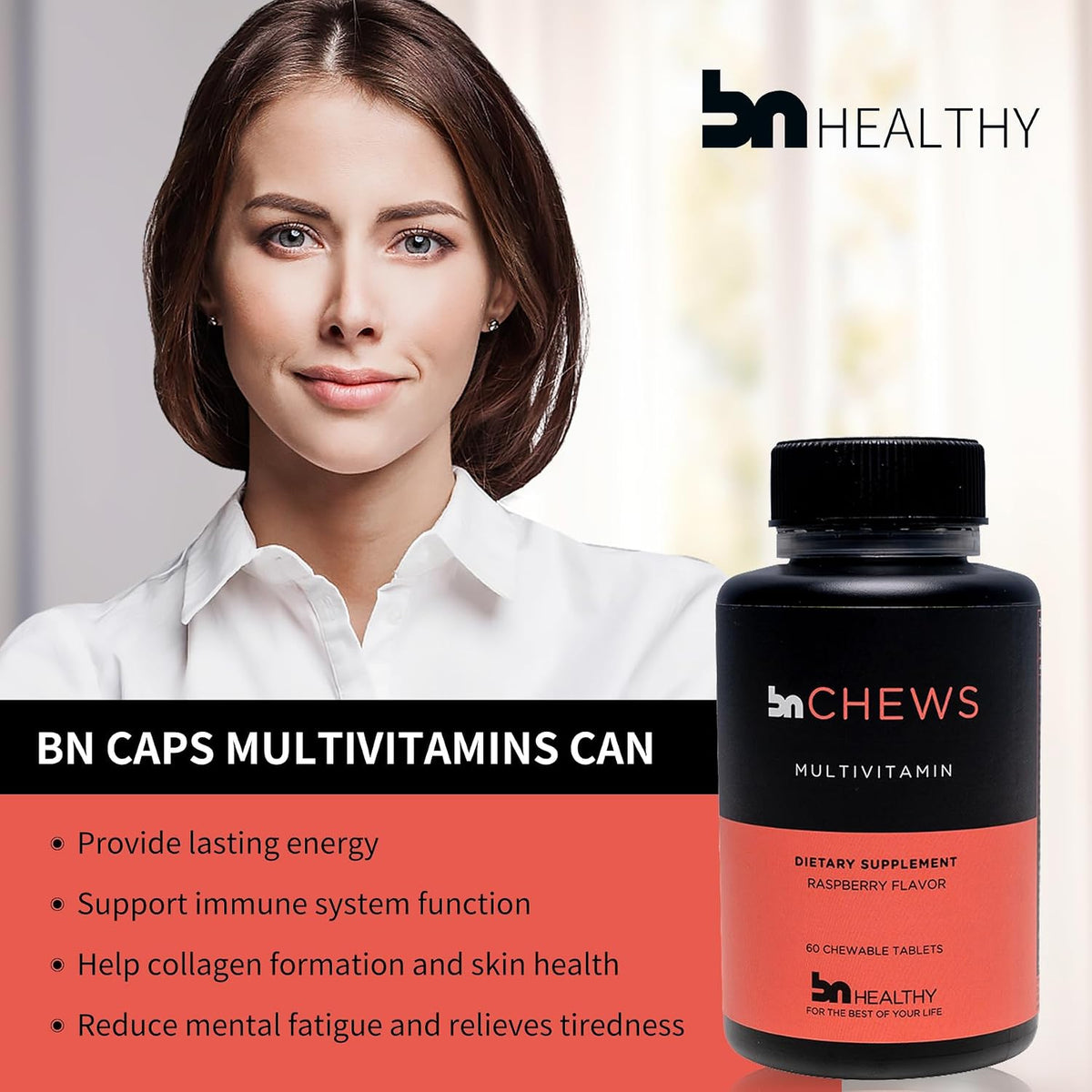 BNHealthy Chews Bariatric Multivitamin with Iron - Chewable Daily, Raspberry Flavoured, 60 Tablets - görsel 5