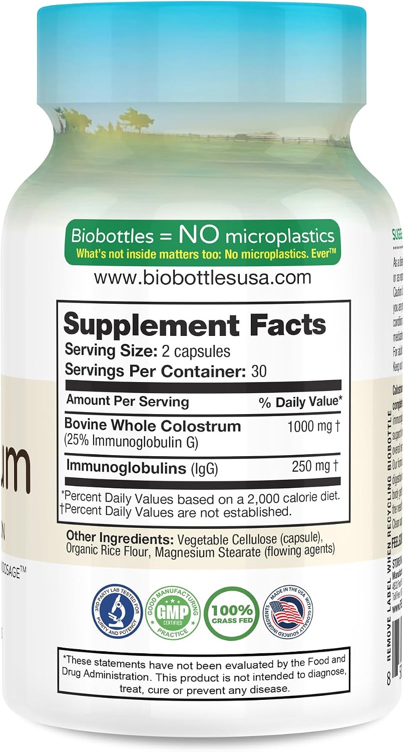FeelGood Superfoods Bovine Colostrum Capsules – Gut Health and Immune Support – 2000mg Daily Serving – 60 Capsules - görsel 4