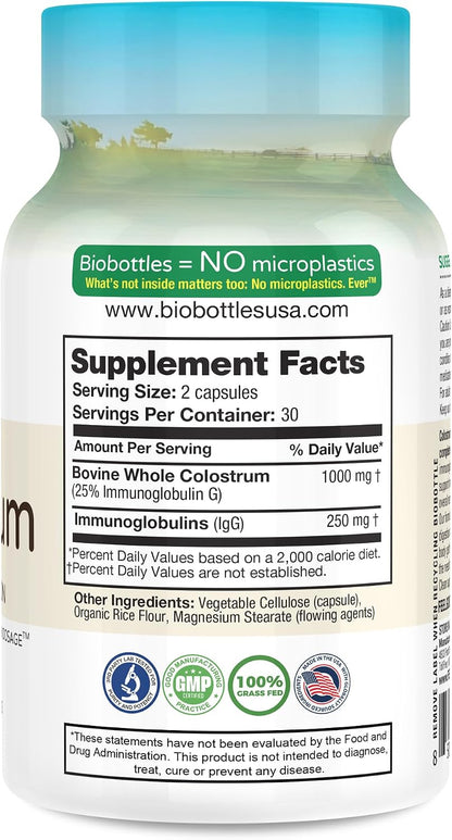 FeelGood Superfoods Bovine Colostrum Capsules – Gut Health and Immune Support – 2000mg Daily Serving – 60 Capsules