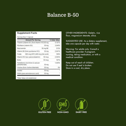 Swanson Balance B-50 High-Potency B Vitamin Complex - 250 Capsules