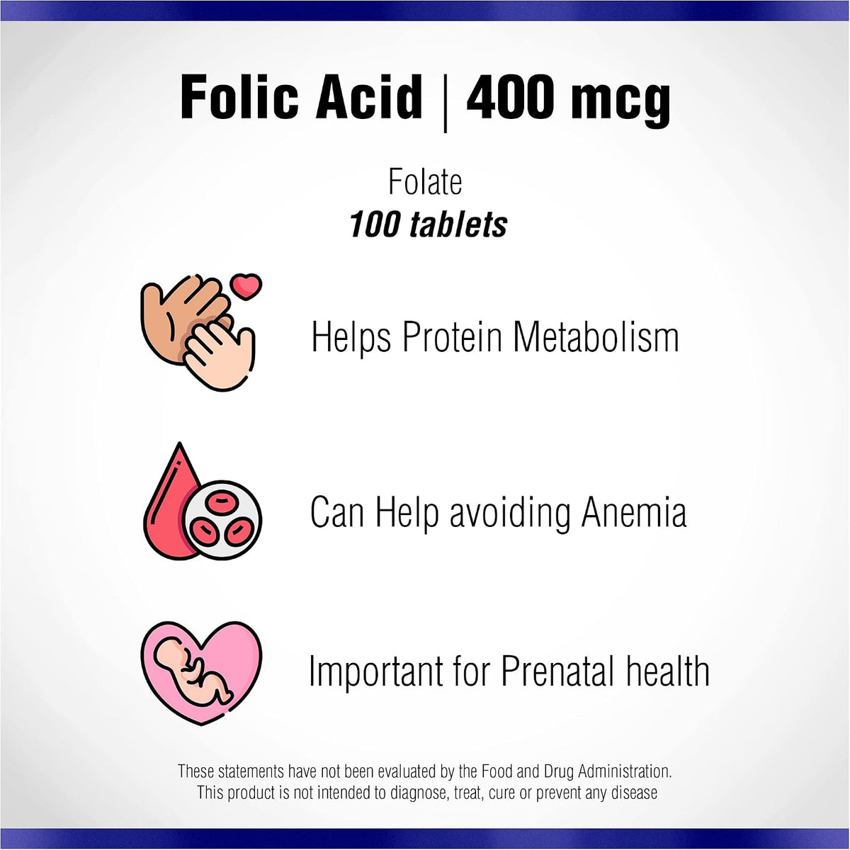 Folic Acid Supplement 100 Tablets 400 mcg by Natural Systems - Antenatal Vitamin for Women - Pregnancy Support Tablets - Daily Intake Folate - görsel 6