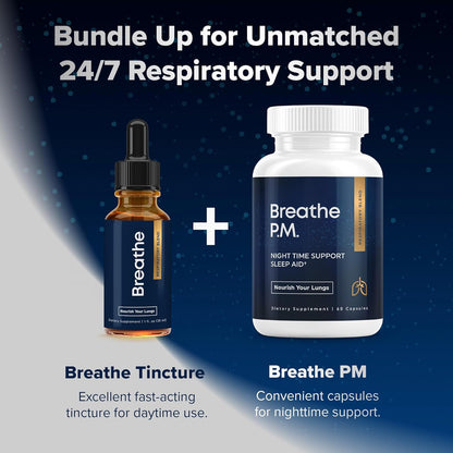 BREATHE PM Nighttime 6-in-1 Mullein Capsules for Lung Support (60 Capsules)