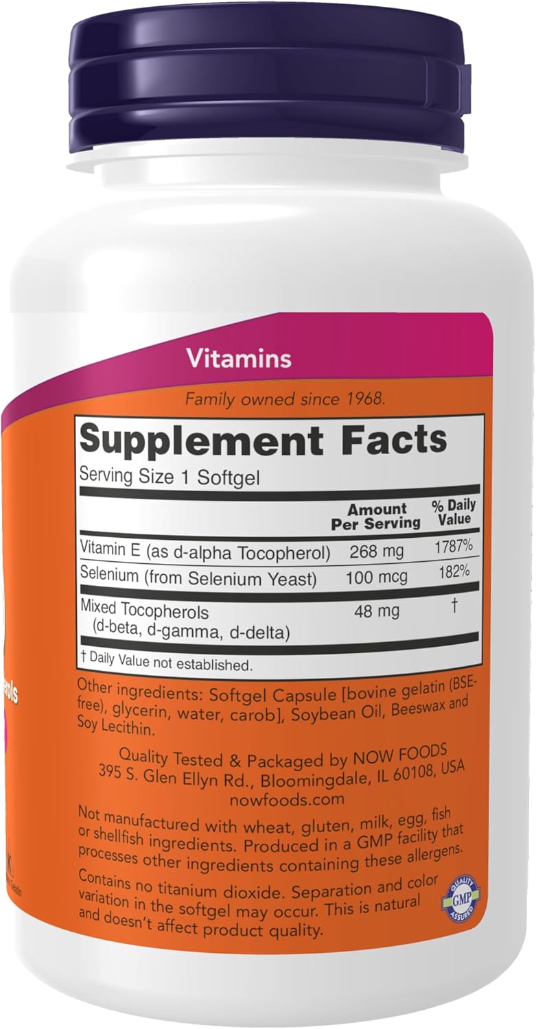 NOW Foods Vitamin E-400 IU Mixed Tocopherols Softgels - 100 Count - görsel 2