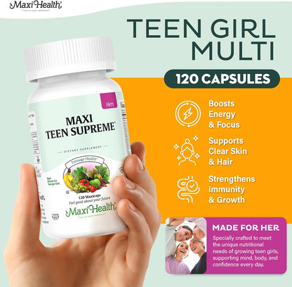 Maxi Health Teen Vitamins for Girls 12-17 – – Iron – Contributes to normal red blood cell formation and energy – Image 2
