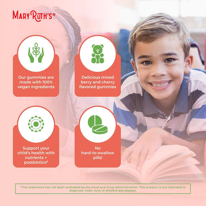 MaryRuth's Organic Kids Multivitamin + Postbiotic Gummies, Ages 4 and Over, 60 Gummies