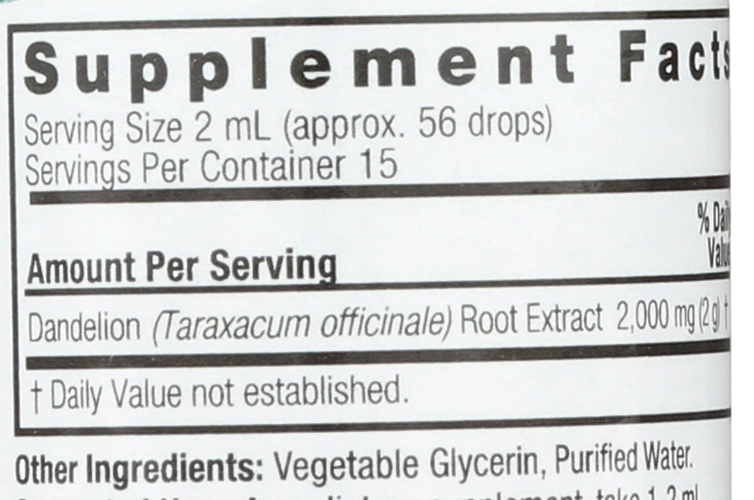 Nature's Answer Dandelion Root Alcohol-Free Extract, 1 fl oz - görsel 3