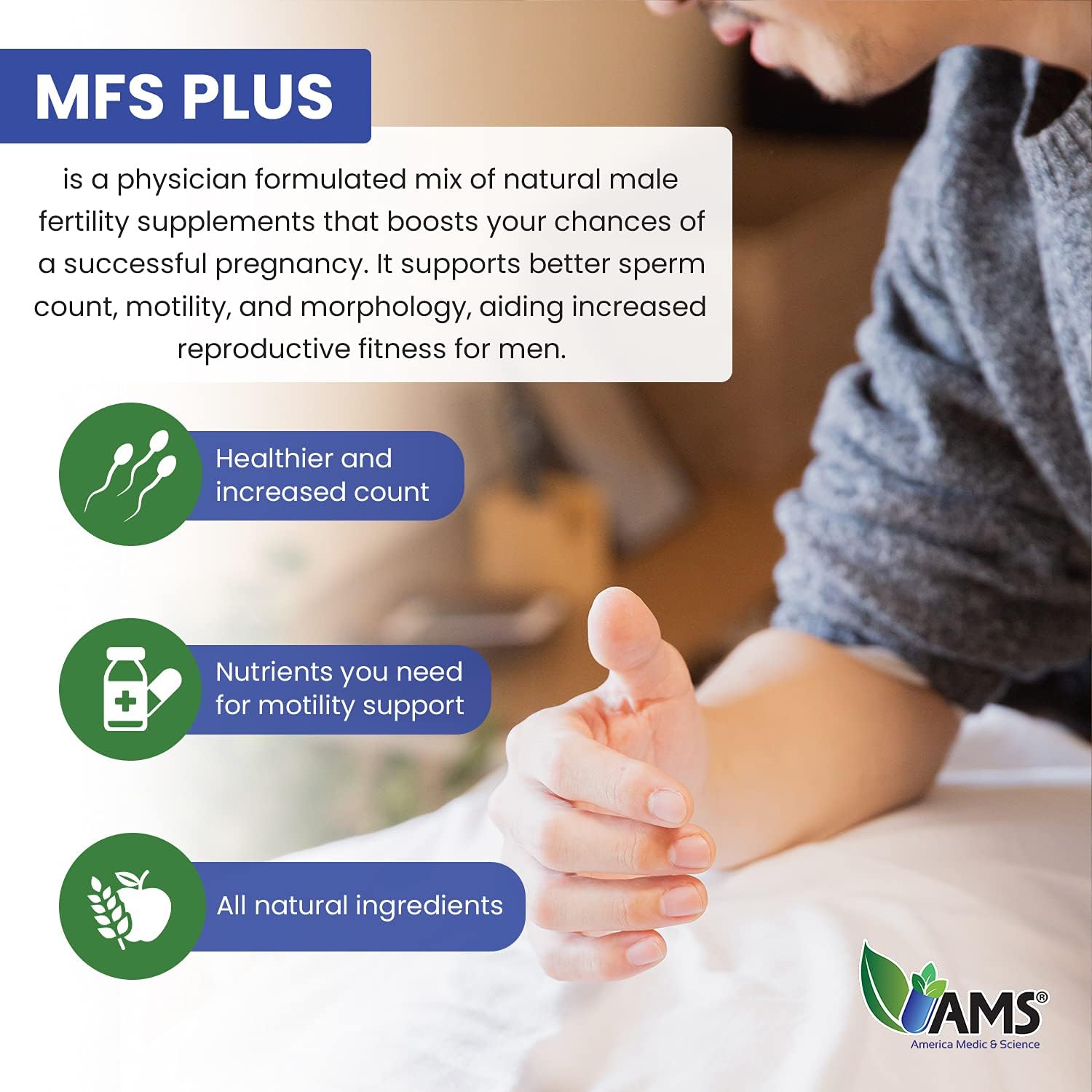 America Medic & Science MFS Plus Fertility Supplements for Men (120 Capsules) - görsel 4