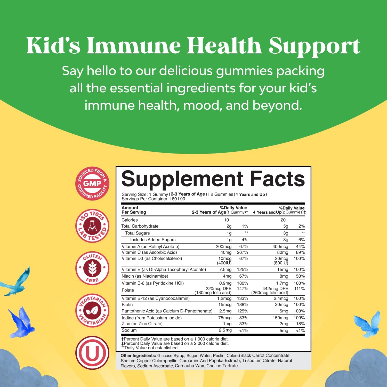 Natures Craft Plant Based Kids Multivitamin Gummies – Multivitamin for Kids Immune System Support with Vitamins A, C, D3, E, B and Zinc – Gelatine and Gluten-free, Non-GM – 180 Gummies - görsel 5