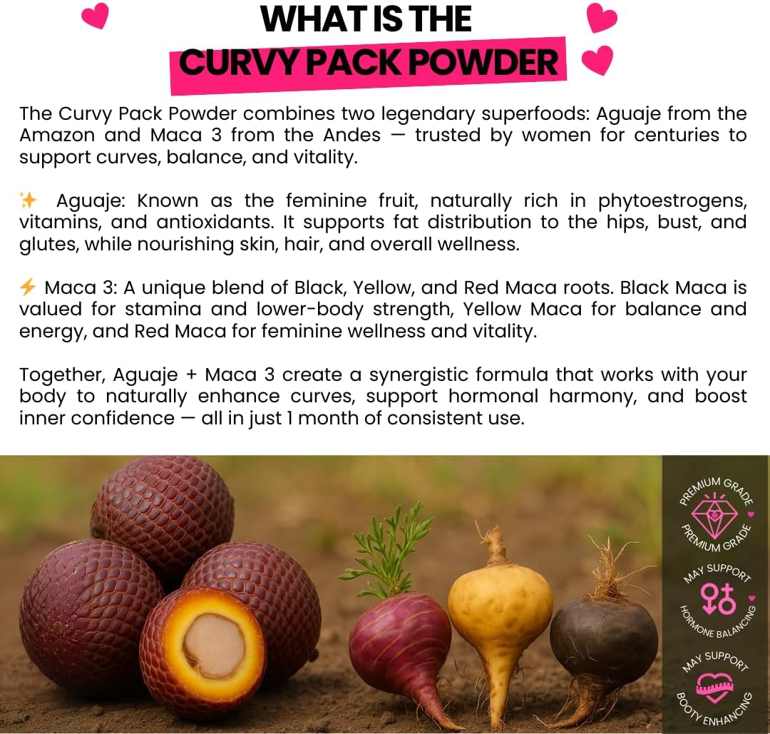 Aguaje CurvyFruit + Maca Root Powder (Red, Black & Yellow) – 31-Day Natural Curve Support - görsel 2
