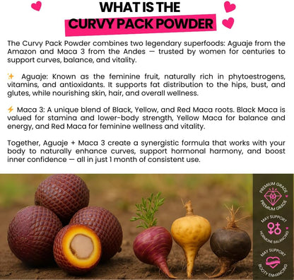 Aguaje CurvyFruit + Maca Root Powder (Red, Black & Yellow) – 31-Day Natural Curve Support