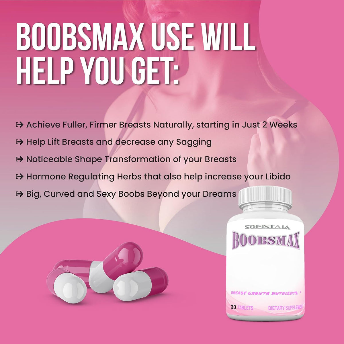 BOOBSMAX Natural Bust Enhancement Tablets - görsel 2