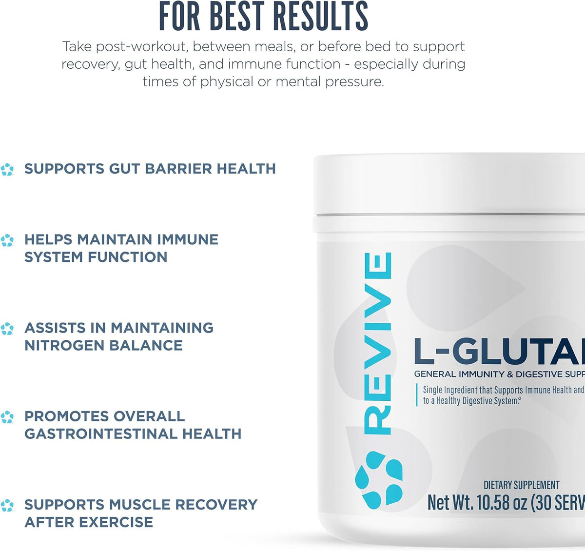 Revive MD Gut L-Glutamine Powder – Muscle Recovery & Immune Support – 30 Servings - görsel 5
