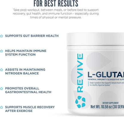 Revive MD Gut L-Glutamine Powder – Muscle Recovery & Immune Support – 30 Servings