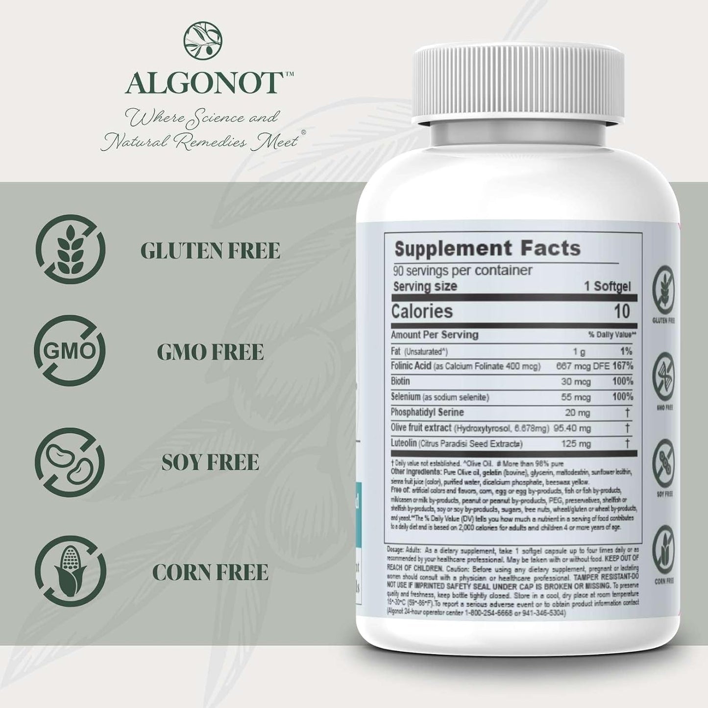 BrainGain, Luteolin & Key Ingredients with EVOO - Dietary Supplement - görsel 3