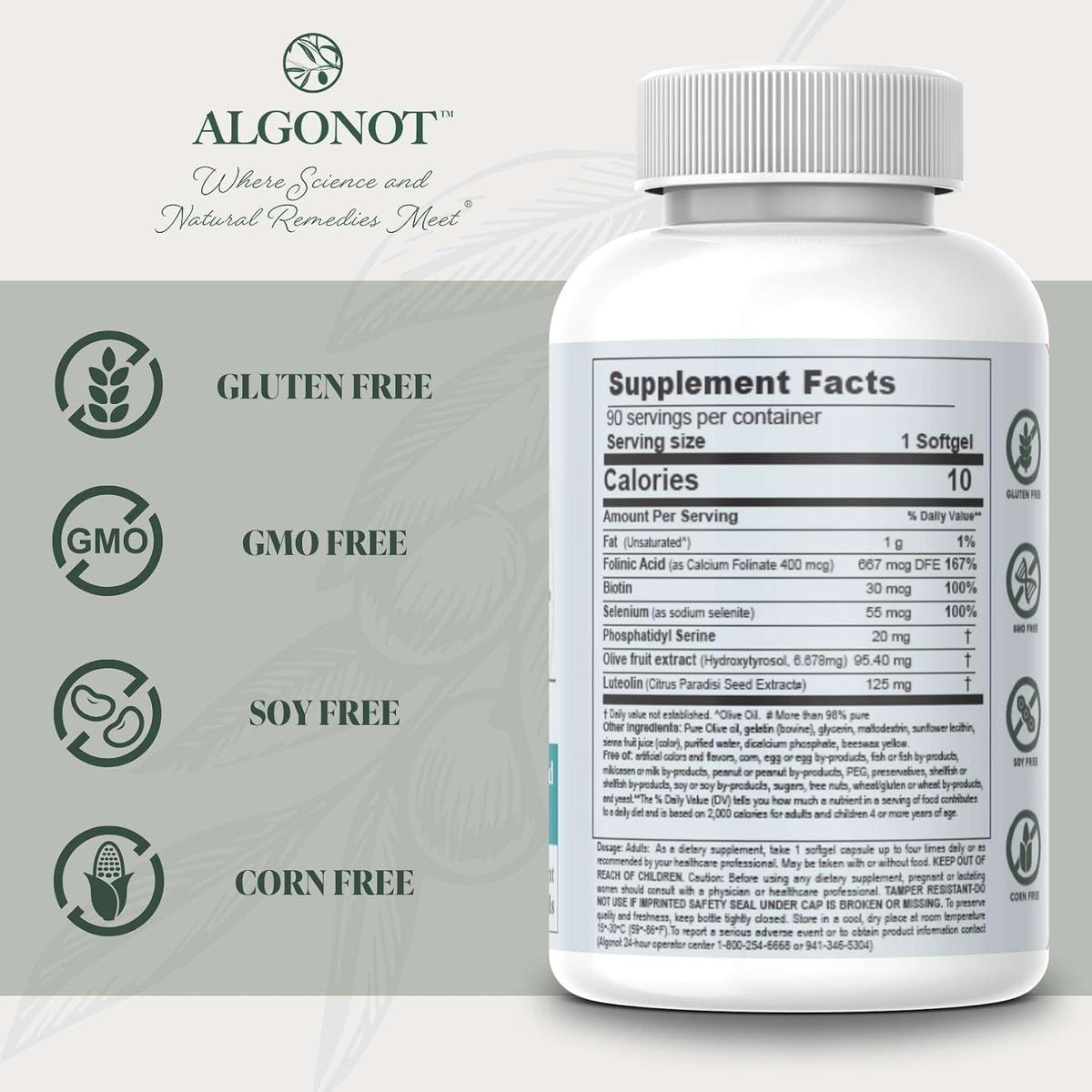 BrainGain, Luteolin & Key Ingredients with EVOO - Dietary Supplement - görsel 3