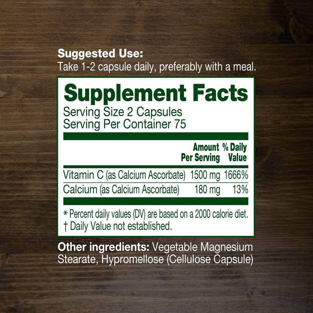 Buffered Vitamin C 1500mg – Non-Acidic Calcium Ascorbate Capsules for Immune Health – 150 Veggie Capsules by Innervis Nutrition - görsel 2