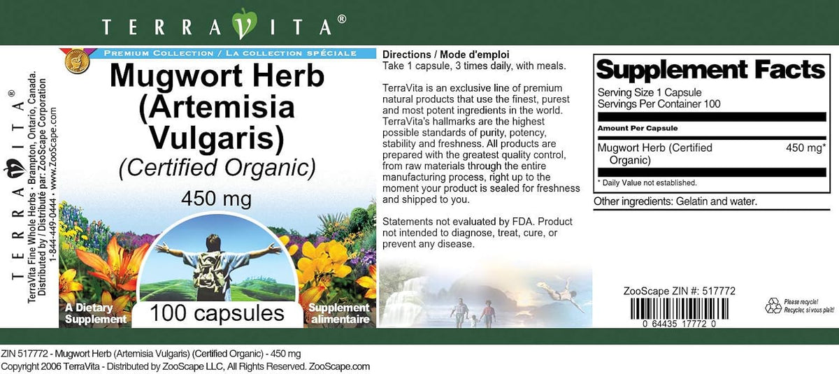 Mugwort Herb (Artemisia Vulgaris) (Certified Organic) - 450 mg (100 Capsules, ZIN: 517772) - 3 Pack - görsel 4