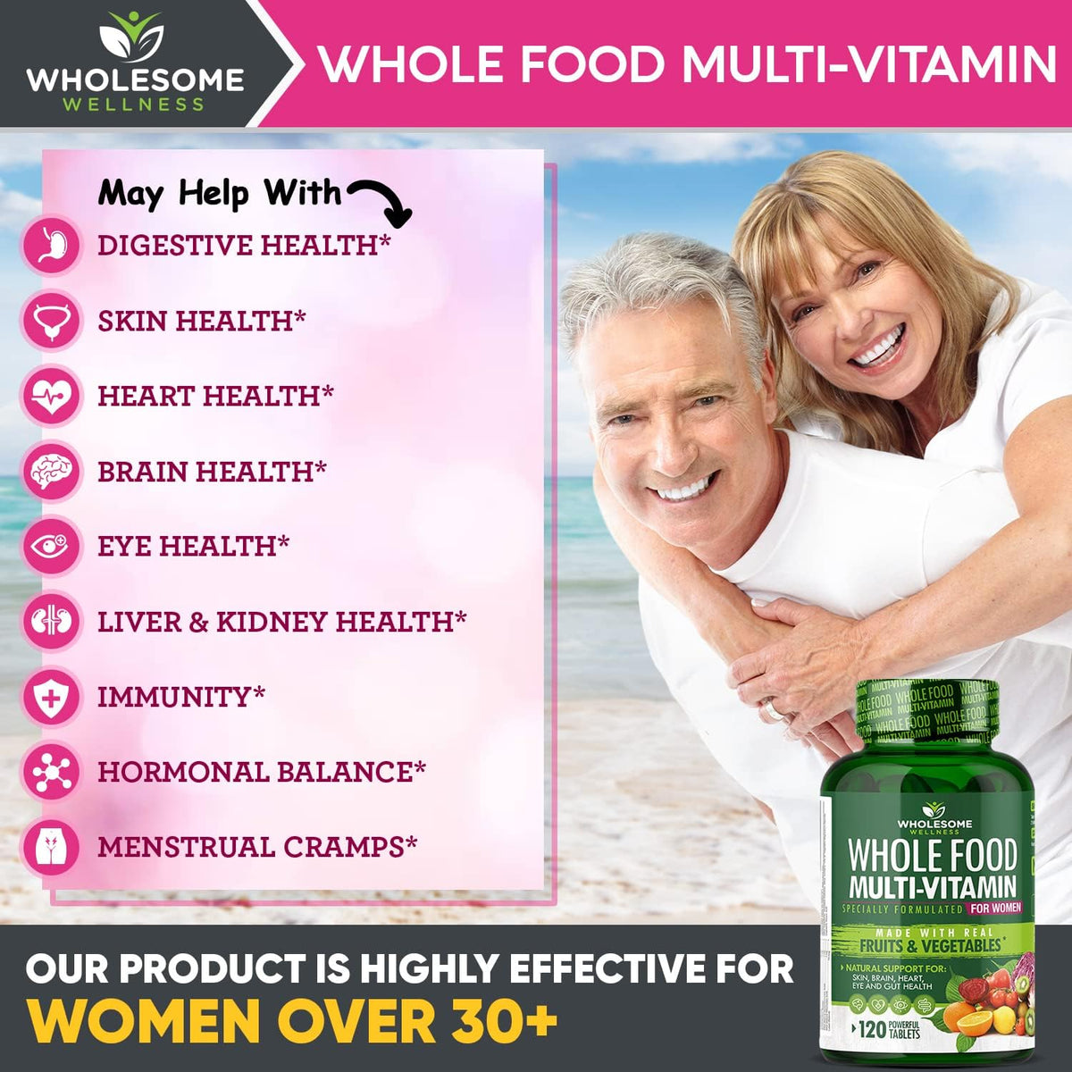Wholesome Wellness Whole Food Multivitamin for Women, 120 Tablets - görsel 3