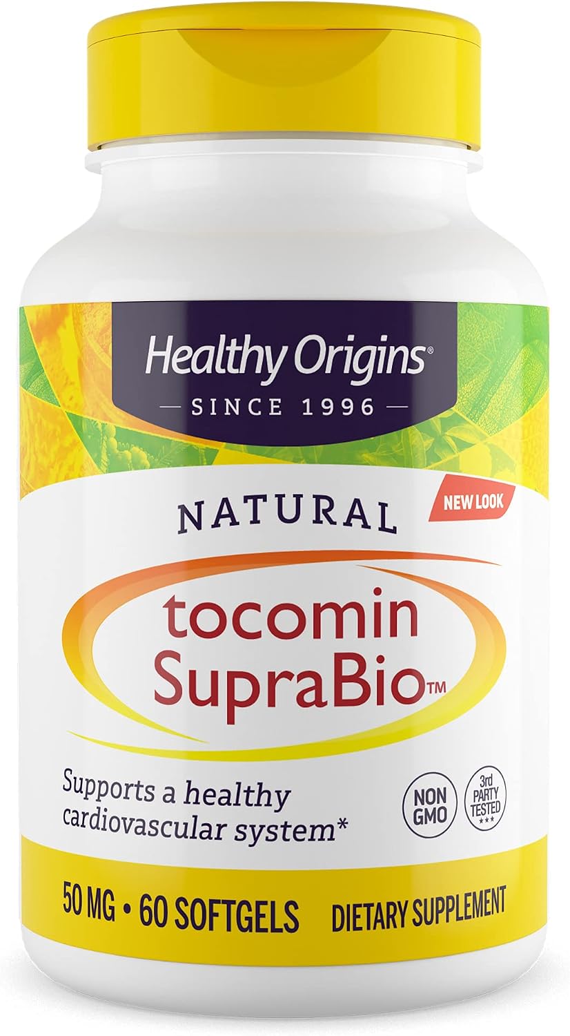 Healthy Origins Tocomin SupraBio (Tocotrienols), 50 mg - Vitamin E Supplement for Heart and Skin Health, 60 Softgels - görsel 1