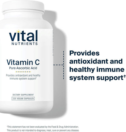 Vital Nutrients Vitamin C 1000mg - 100% Pure Ascorbic Acid - 220 Capsules