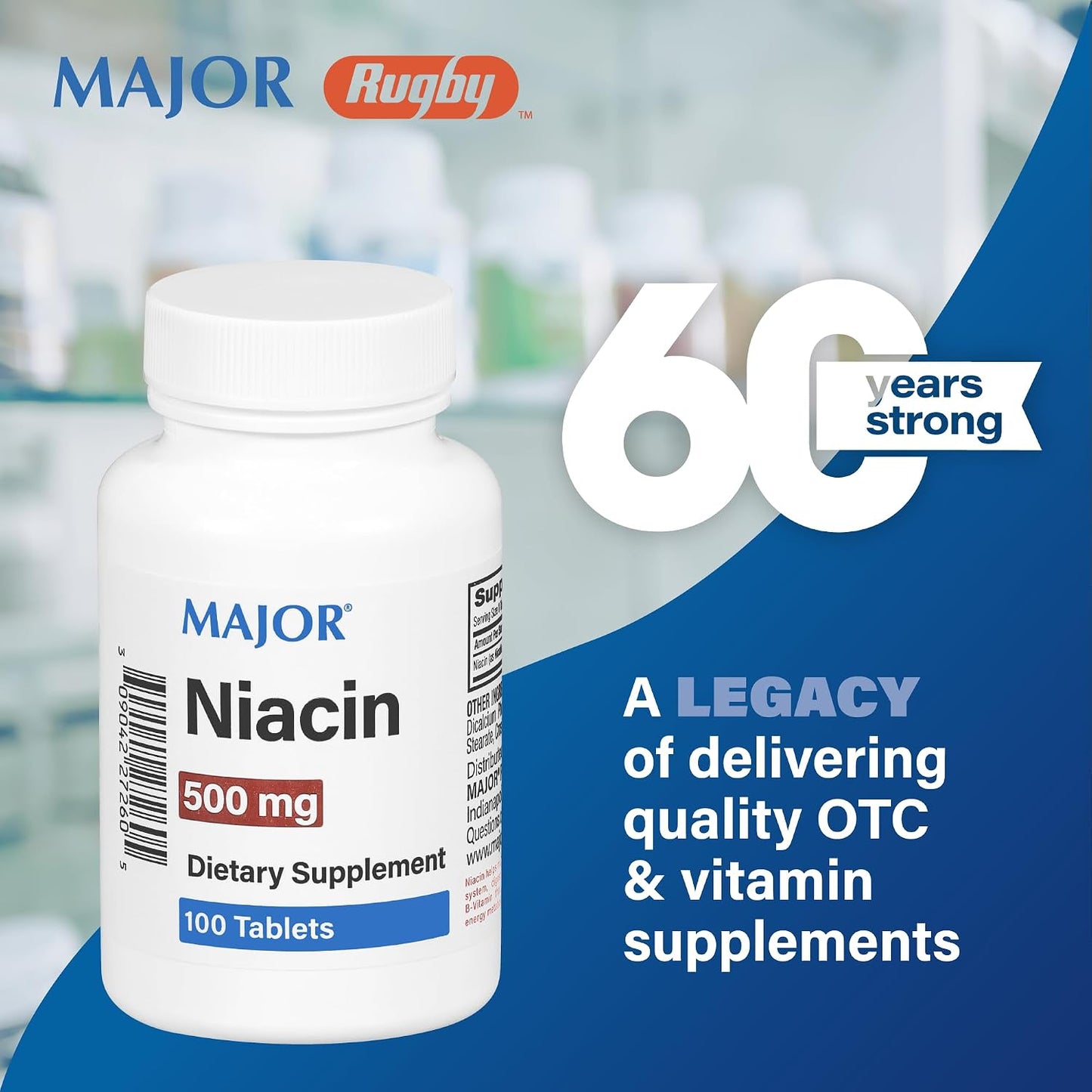 Major Niacin 500mg - Food Supplement - 100 Tablets - görsel 6