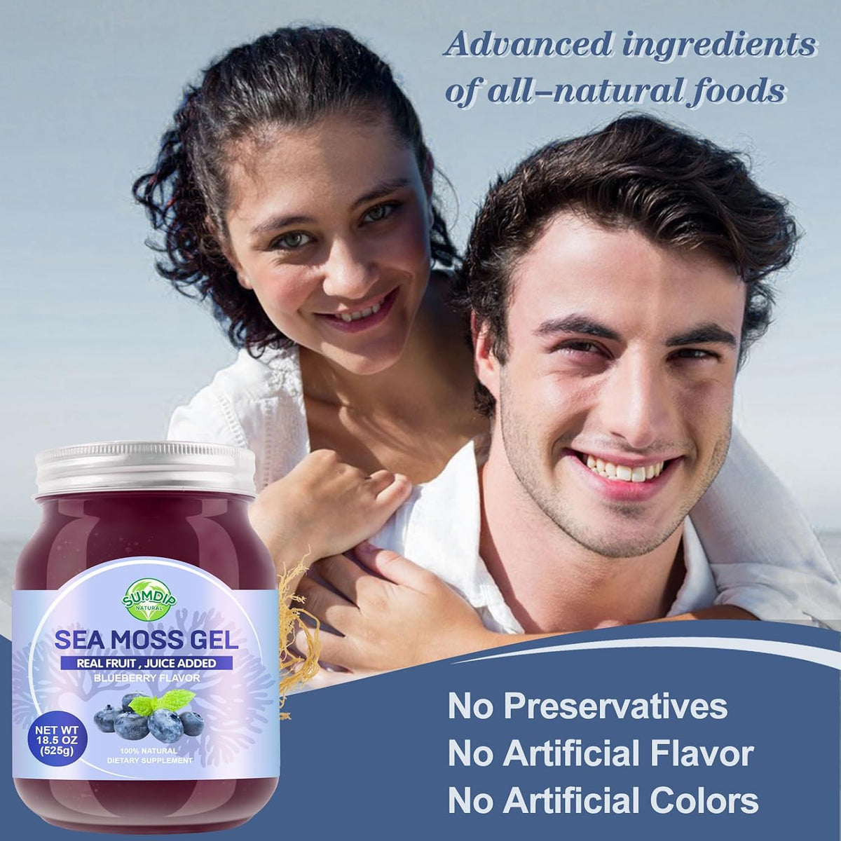 SumDIP Sea Moss Gel, Blueberry, 525g - Raw Irish Seamoss for Immune & Digestive Support - görsel 7