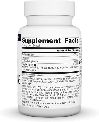 Source Naturals Phosphatidyl Serine Complex – 500 mg – 60 Softgels (Stabilised Enzyme Supplement)