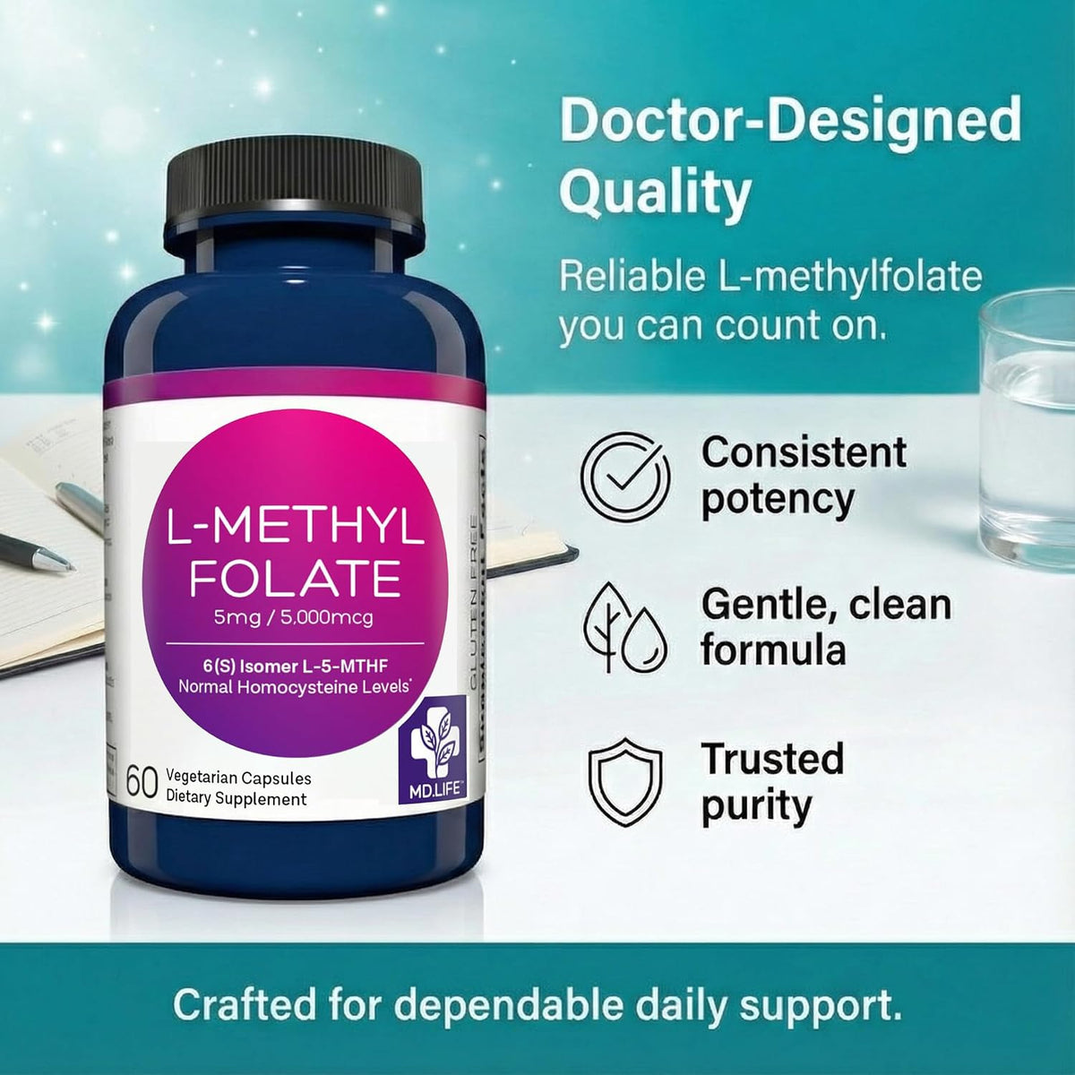MD Life L-Methylfolate 5 mg Supplement – Professional-Grade Active Folate - görsel 4
