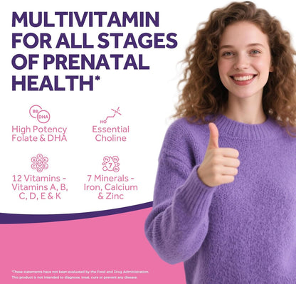 Doctor's Recipes Prenatal Multivitamin with DHA & Folate (L-5-MTHF) for Expecting & Planning Mum, Gentle Comprehensive Nutrient Support, 60 Soft gel capsules