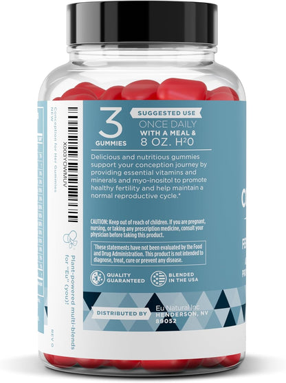 Conception for Her Fertility Gummies - Strawberry Pectin Gummies with Myo Inositol and Folate (75 Gummies)