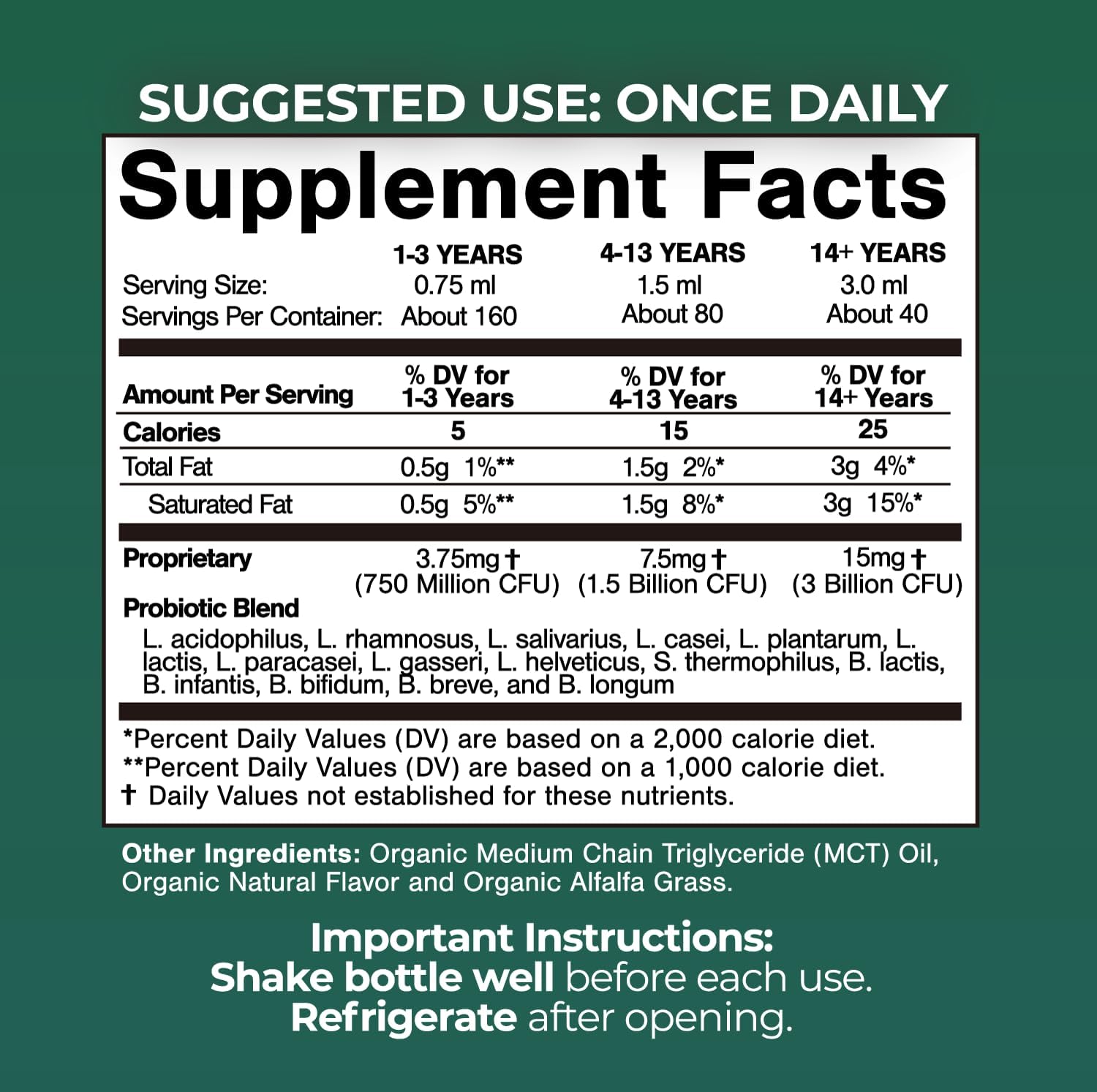 Tropical Oasis USDA Organic Liquid Probiotics – 15 Strains, 3 Billion CFU, 40 Servings - görsel 2