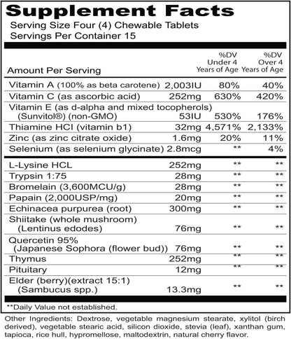 Priority One Vitamins Kindermune Immune Support Chewable Tablets - Natural Cherry Flavour