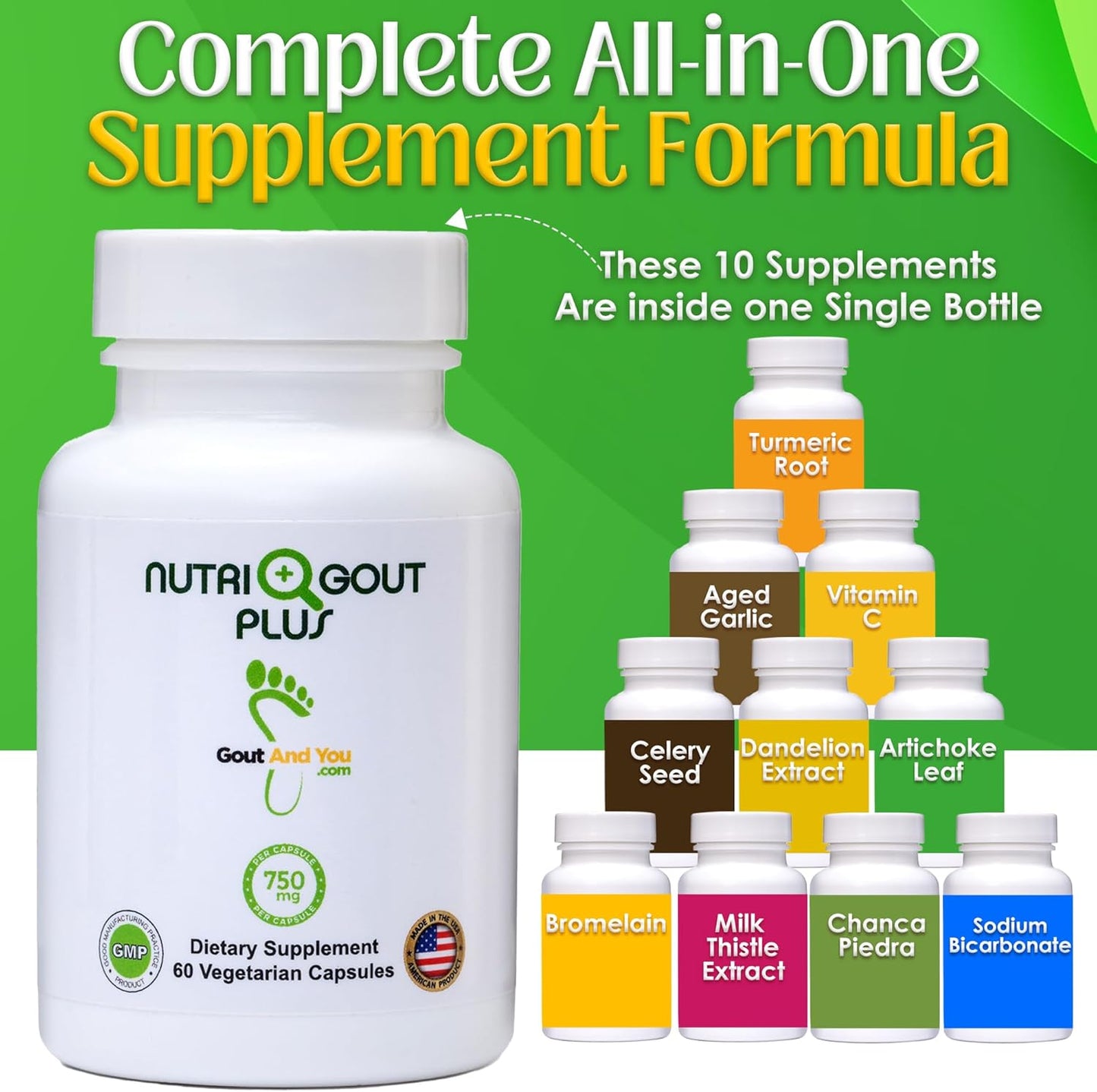 NutriGout Plus – Uric Acid Support Premium Formula – 60 Vegetarian Capsules - görsel 3