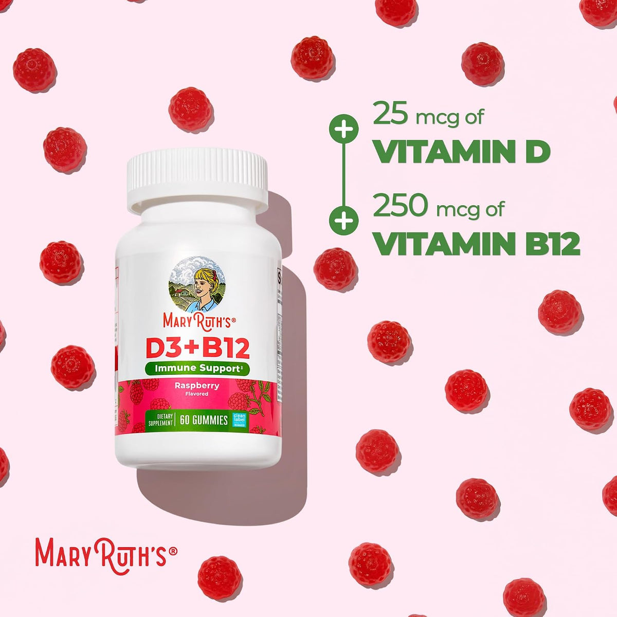 MaryRuth's Vitamin D3 + B12 Gummies - Sugar Free, Vegan, 60 Chewable Gummies - görsel 7
