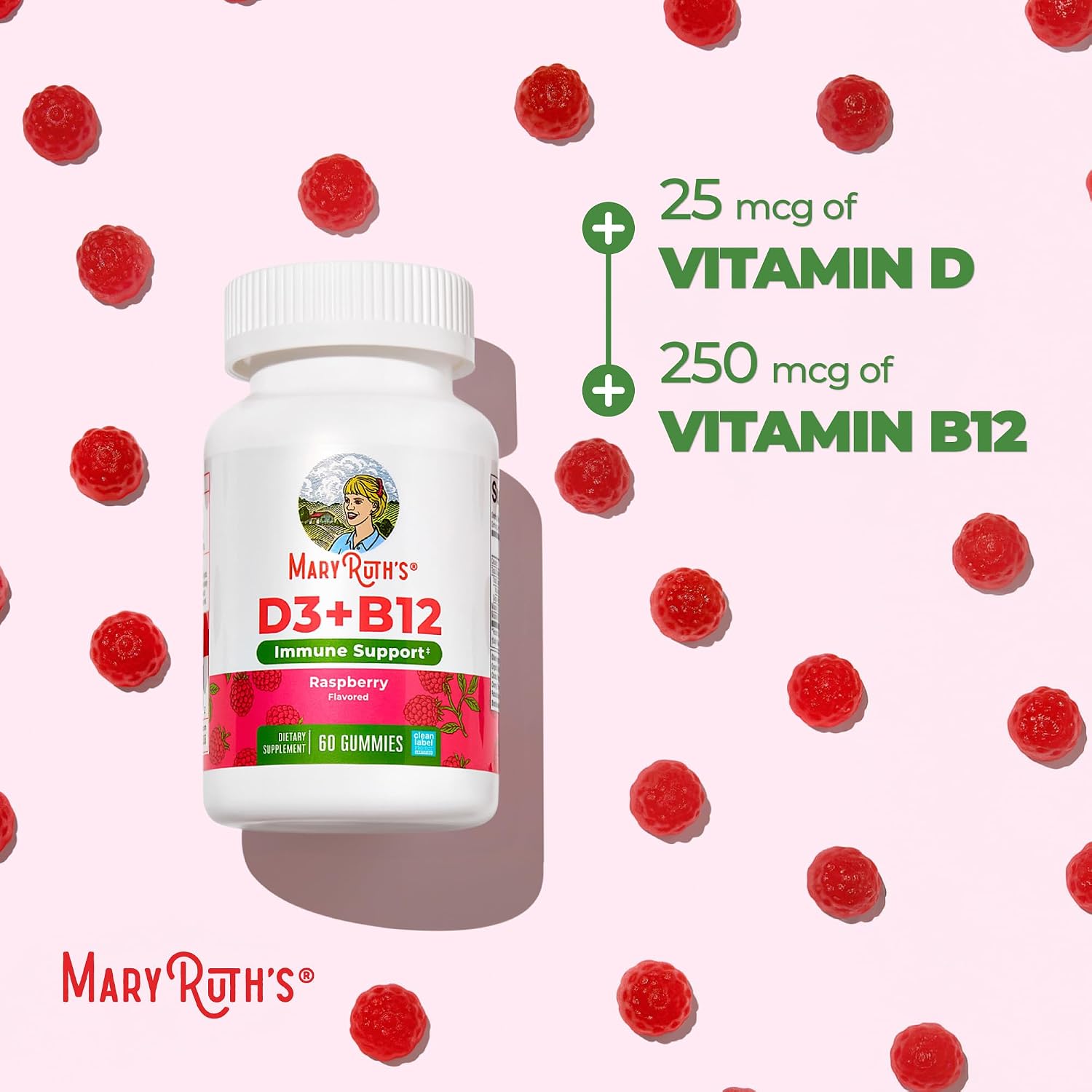 MaryRuth's Vitamin D3 + B12 Gummies - Sugar Free, Vegan, 60 Chewable Gummies - görsel 7