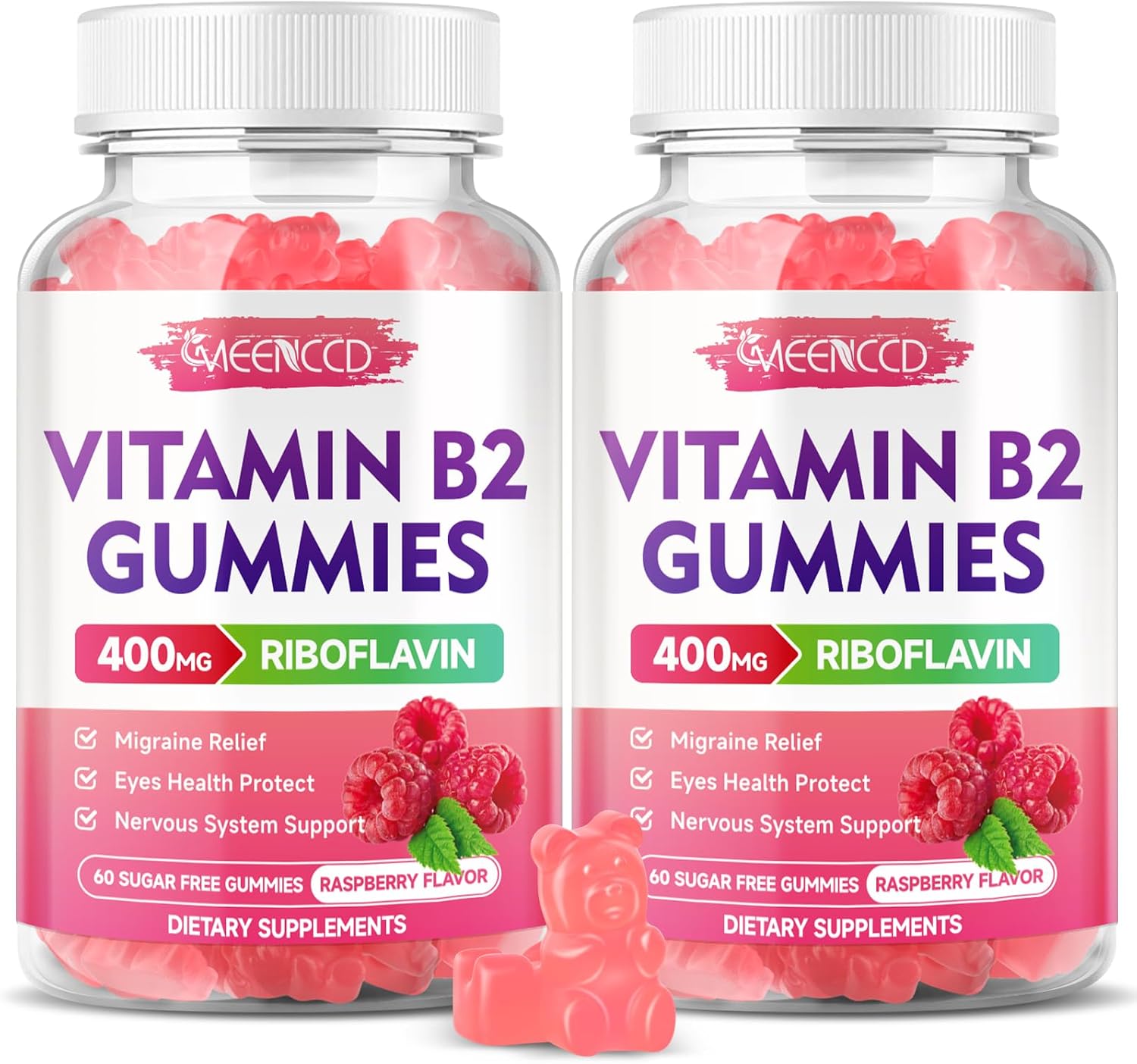MEENCCD Vitamin B2 Gummies – Riboflavin 400mg with Magnesium, Vegan & Sugar-Free (60 Gummies) - görsel 9