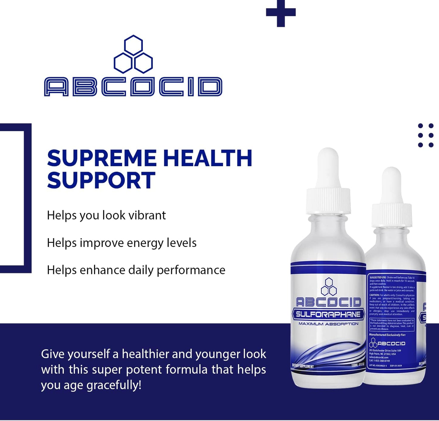 ABCOCID Activated and Stabilised Sulforaphane - 490 mg Liquid Supplement - 120 ml (240 Servings) - görsel 5