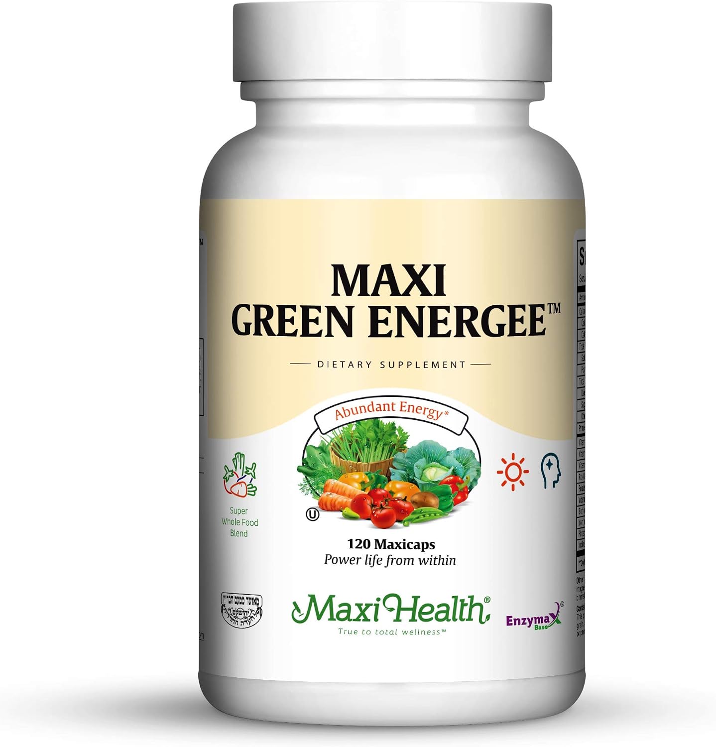 Maxi Health Super Greens - Wholefood Blend for Energy and Immune Support - 120 Kosher Capsules - görsel 1
