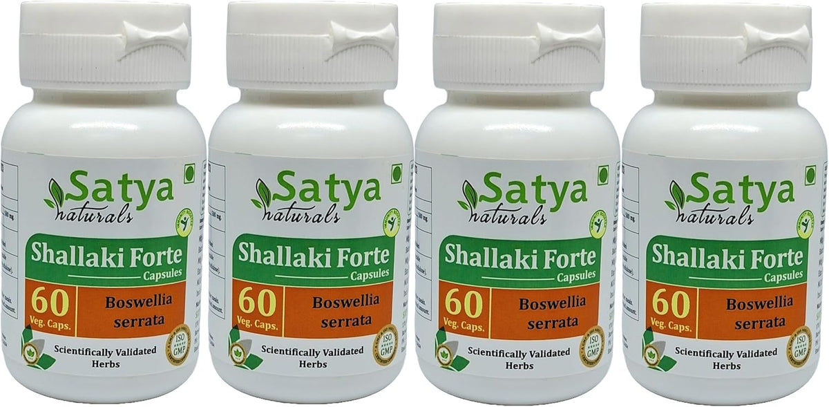 Satya Naturals Shallaki Forte Capsules 500mg - Boswellia Serrata Extract - 4 Bottles of 60 Veg Capsules - görsel 1