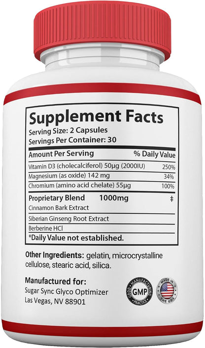 SugarSync Glyco Optimizer Capsules - Blood Health Supplement, Twin Pack