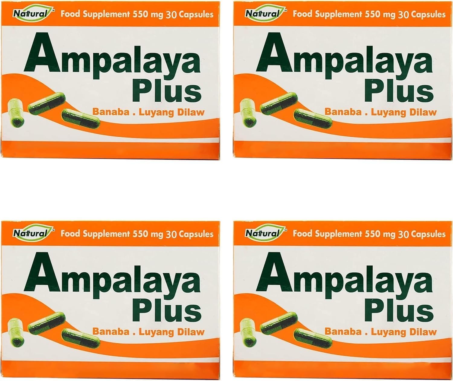 Pack of 4 Ampalaya Plus Supplement 550mg - 120 Capsules - Natural & Vegan - Organic Bitter Melon Capsules - Halal Herbal Food Supplement - görsel 1