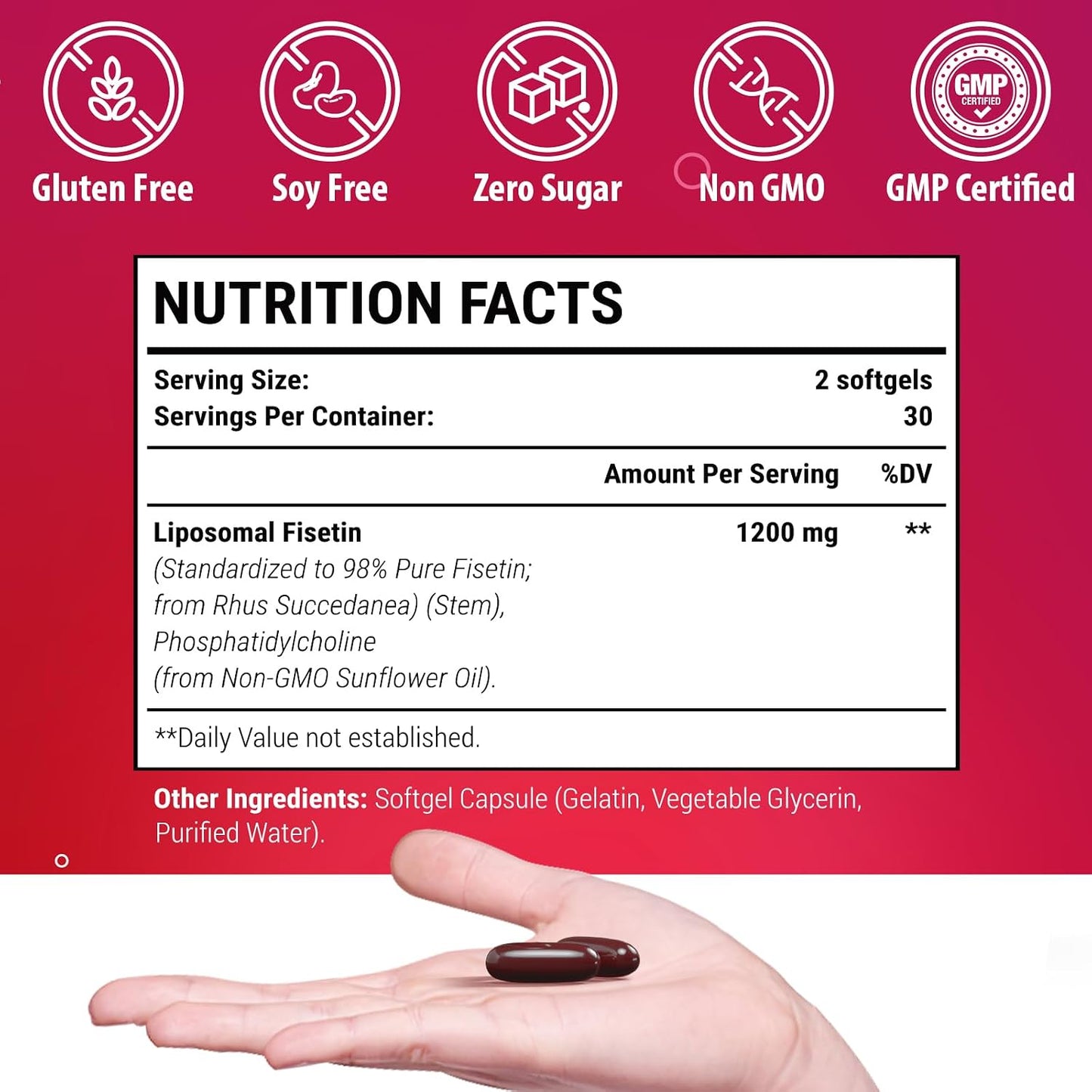 98% Pure Liposomal Fisetin Supplement 1200 mg - 120 Capsules - Genogna - görsel 6