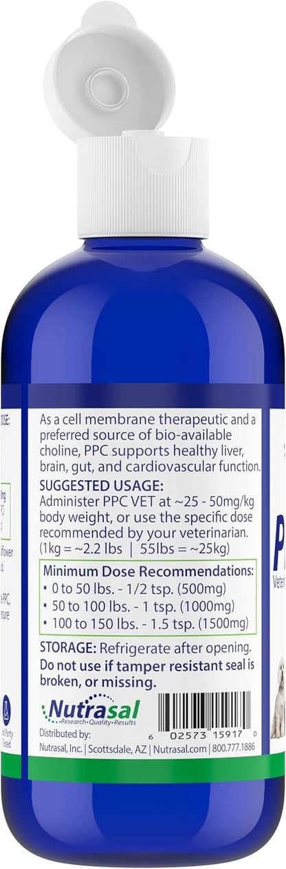 PPC-Vet Polyunsaturated Phosphatidylcholine Liver and Brain Health Supplement for All Sized Cats and Dogs 1000mg PPC / 5mL - Liposomal Liquid 237ml