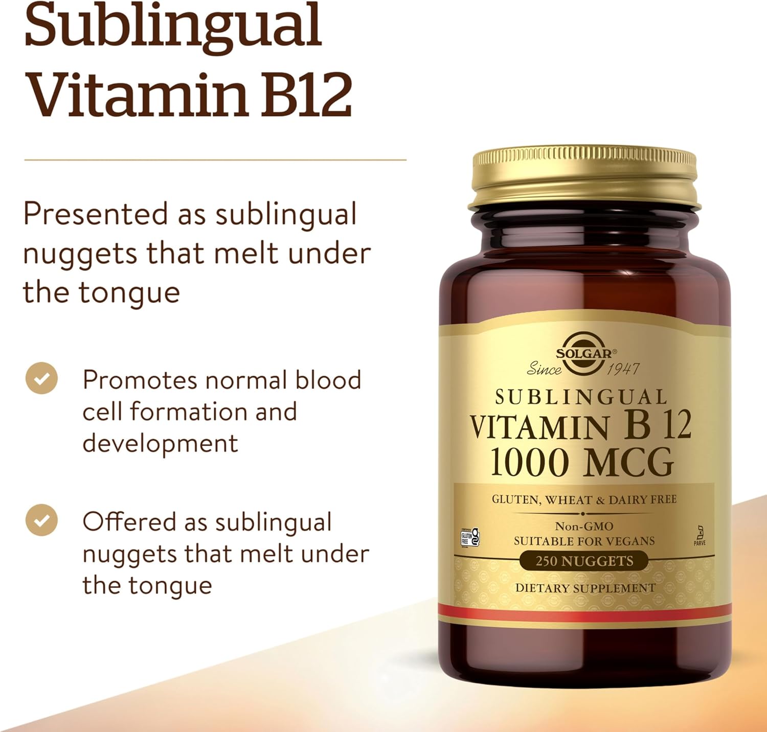 Solgar Vitamin B12 1000 mcg Sublingual Nuggets – 250 Nuggets - görsel 3