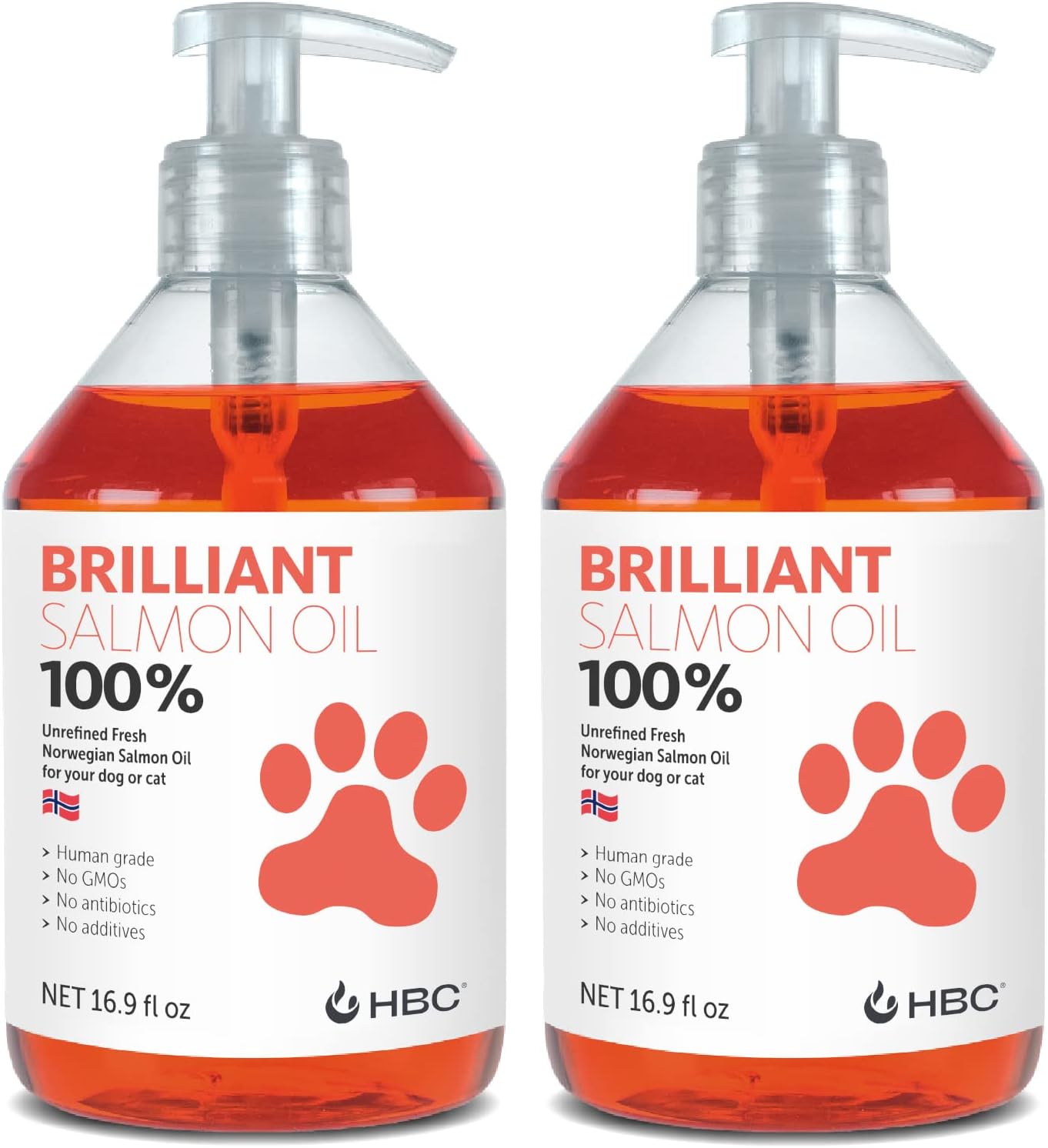 Brilliant Norwegian Salmon Oil for Dogs, Cats, Horses & Ferrets - Pure Omega 3, 6 & 9 Fish Oil Food Supplement for Natural Coat, Immune Support, Itchy Skin, Joint & Brain Health - 2x500 ml - görsel 1