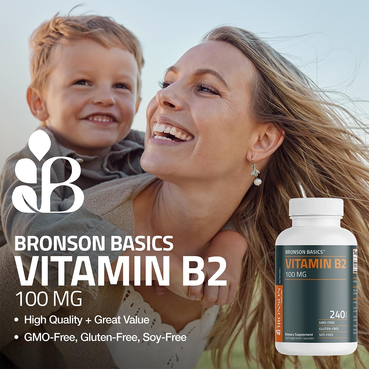Bronson Vitamin B2 (Riboflavin) 100mg, 120 Vegetarian Capsules - görsel 3